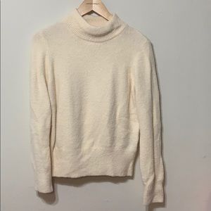 Who What Wear Fuzzy Creme Turtleneck Sweater